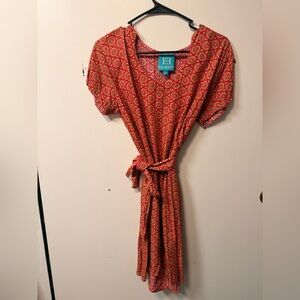 Escapada Vibrant Red and Yellow Midi Dress